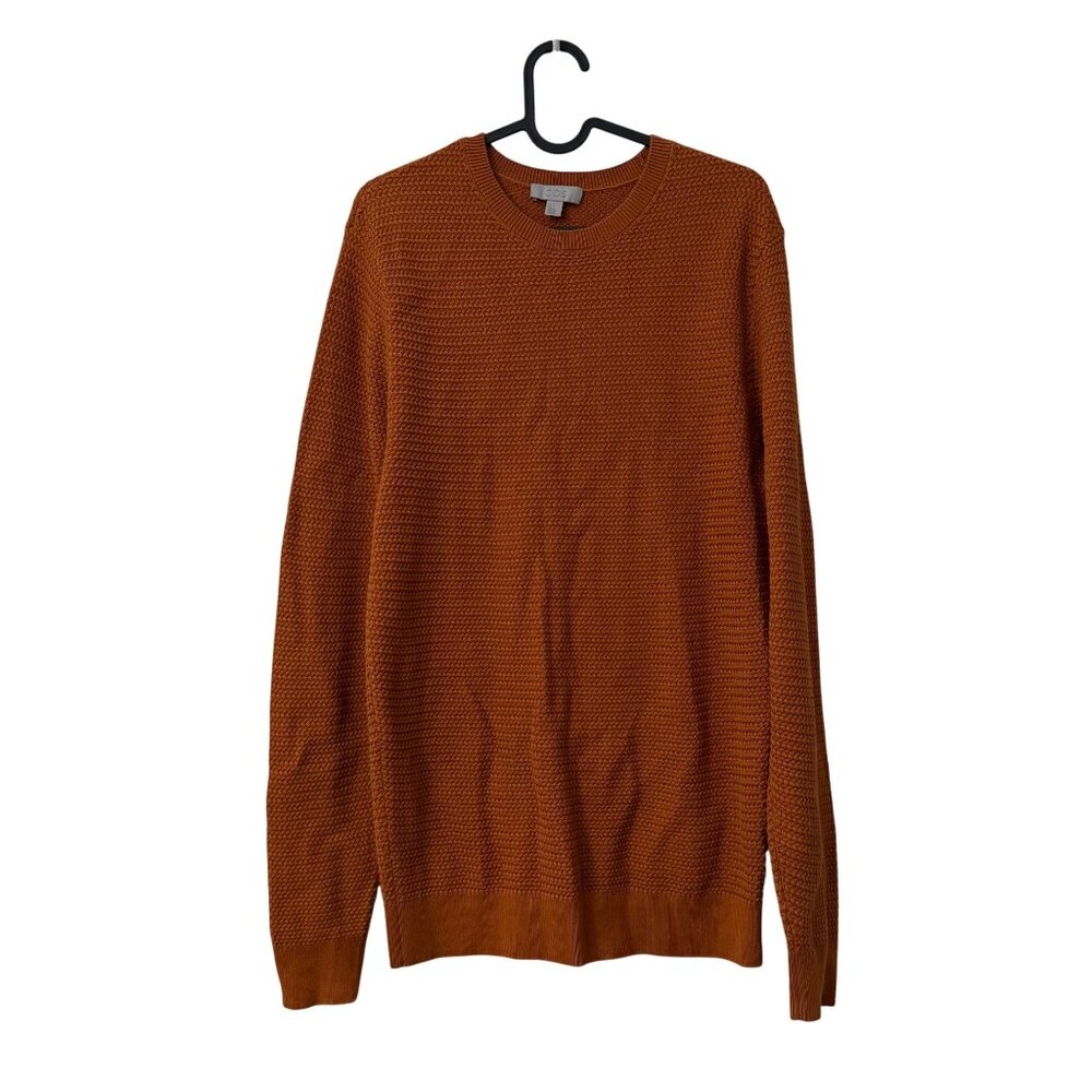 COS Burnt Orange Rust Woven Knit Cotton Crewneck Tunic Sweater Womens Small